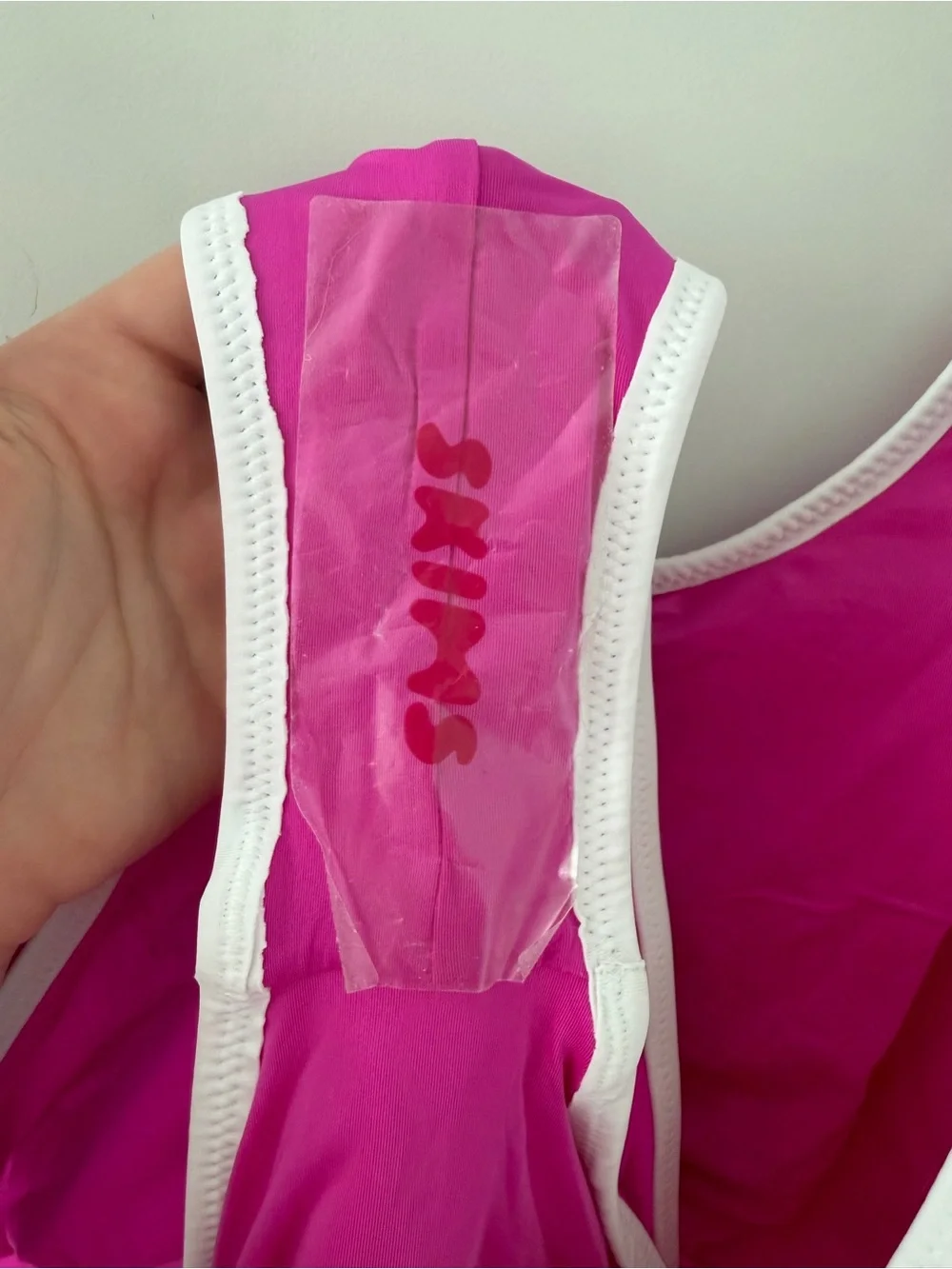 NWT - SKIMS Hot Pink One-Piece Swimsuit with White Trim (3X)